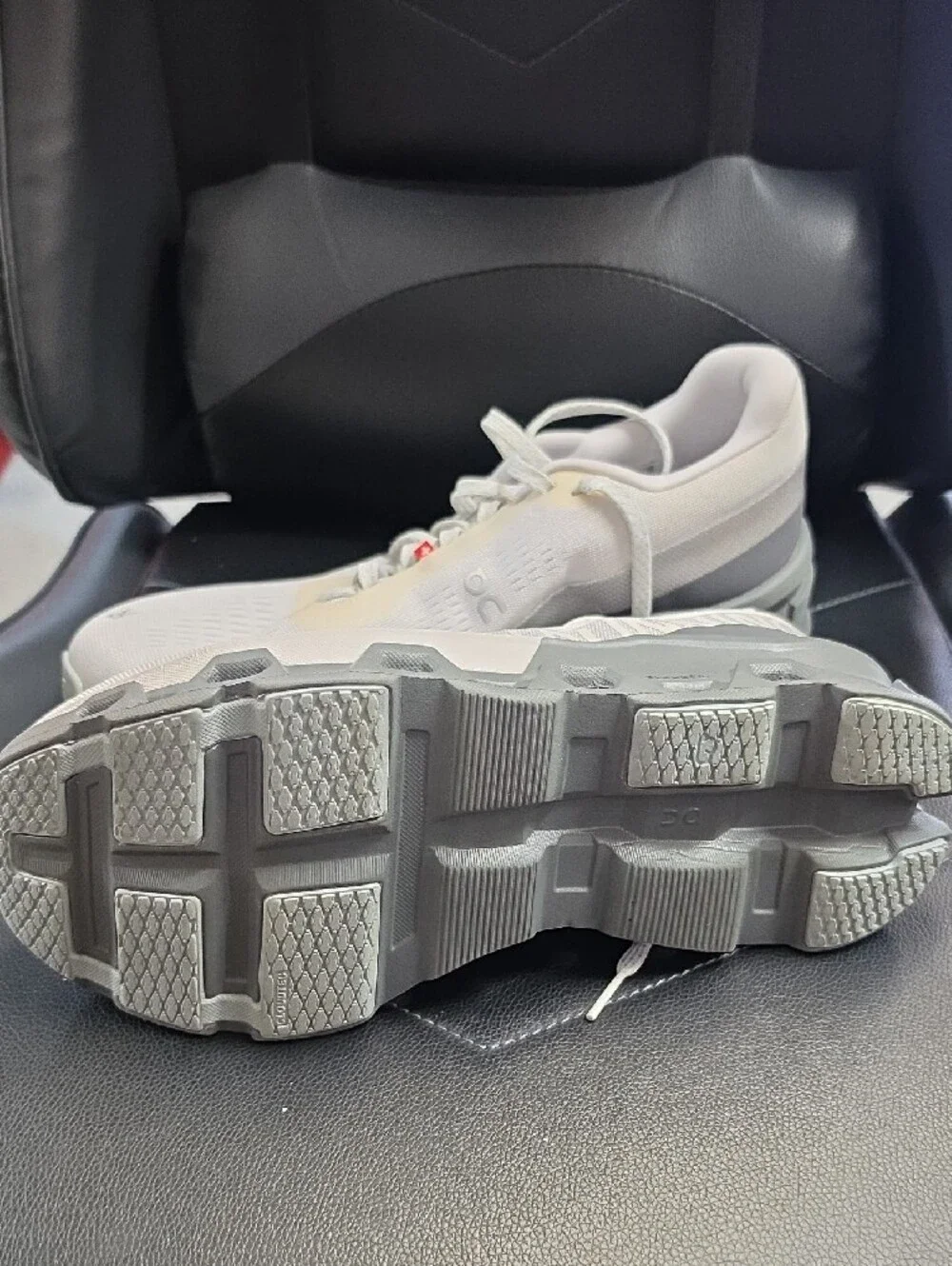 On Running Men's Athletic Shoes in White and Light Gray (CLOUD MONSTER)